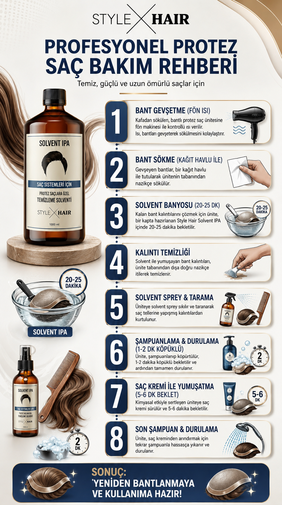 Style Hair Protez Saç Temizleme Solventi 10 LT / 1 L*10 Adet