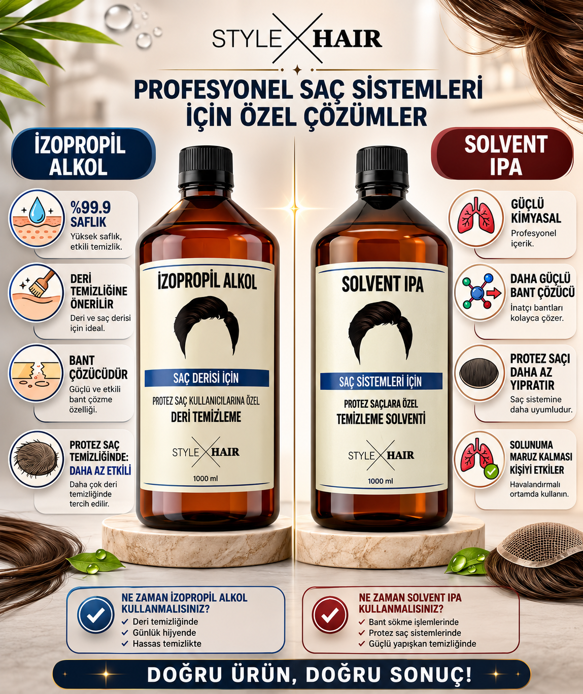 Style Hair Protez Saç Deri Temizleme %99.9 Saf (3 Adet)