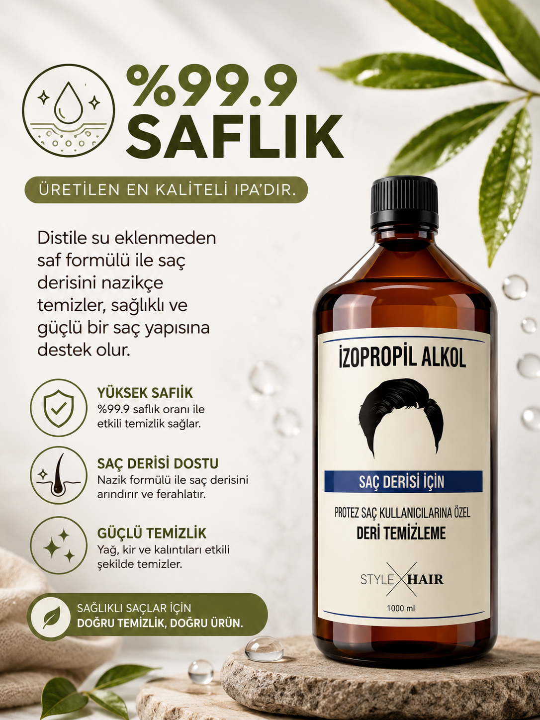 Style Hair Protez Saç Deri Temizleme %99.9 Saf (5 Adet)