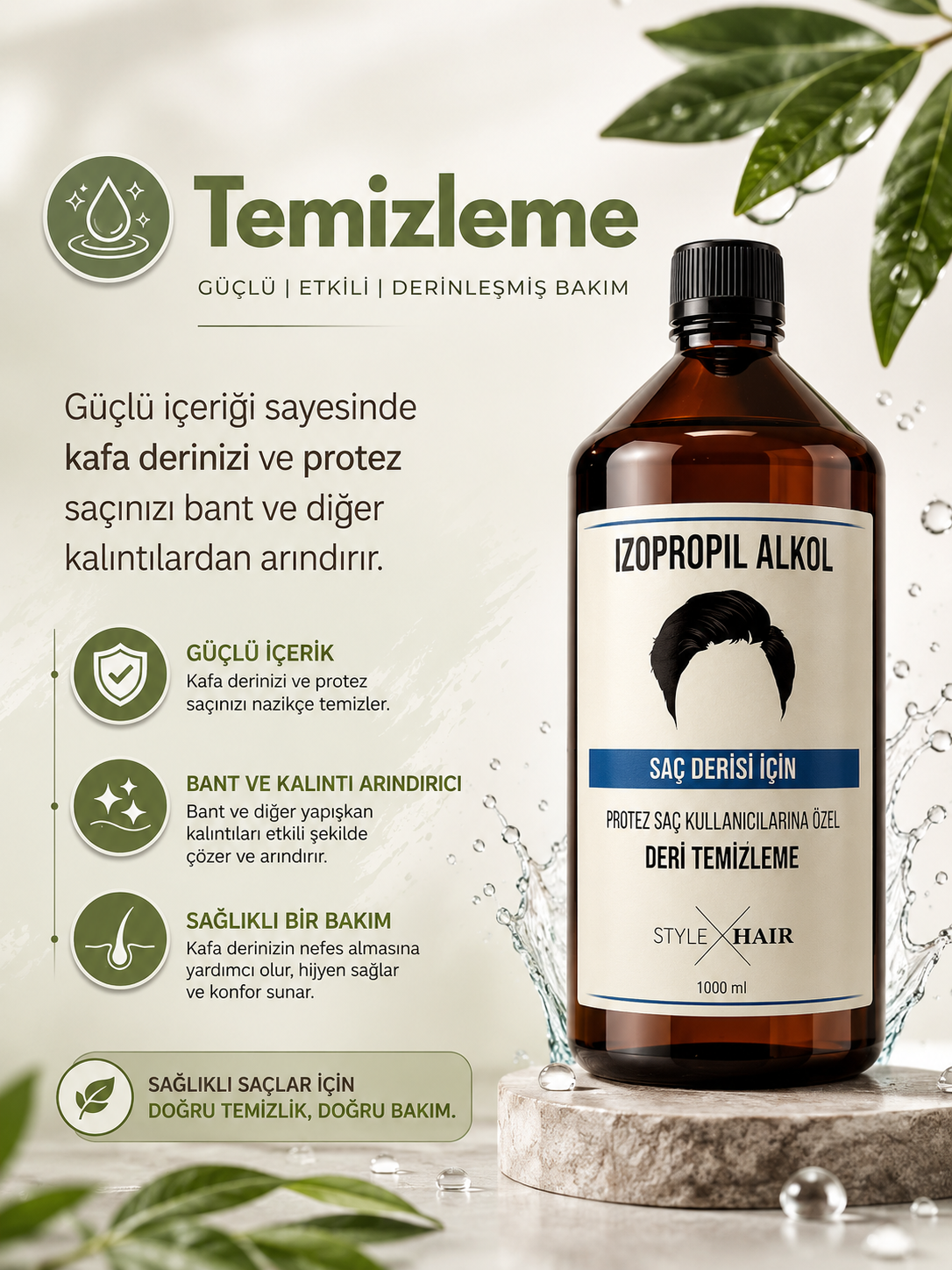 Style Hair Protez Saç Deri Temizleme %99.9 Saf (20 Adet)